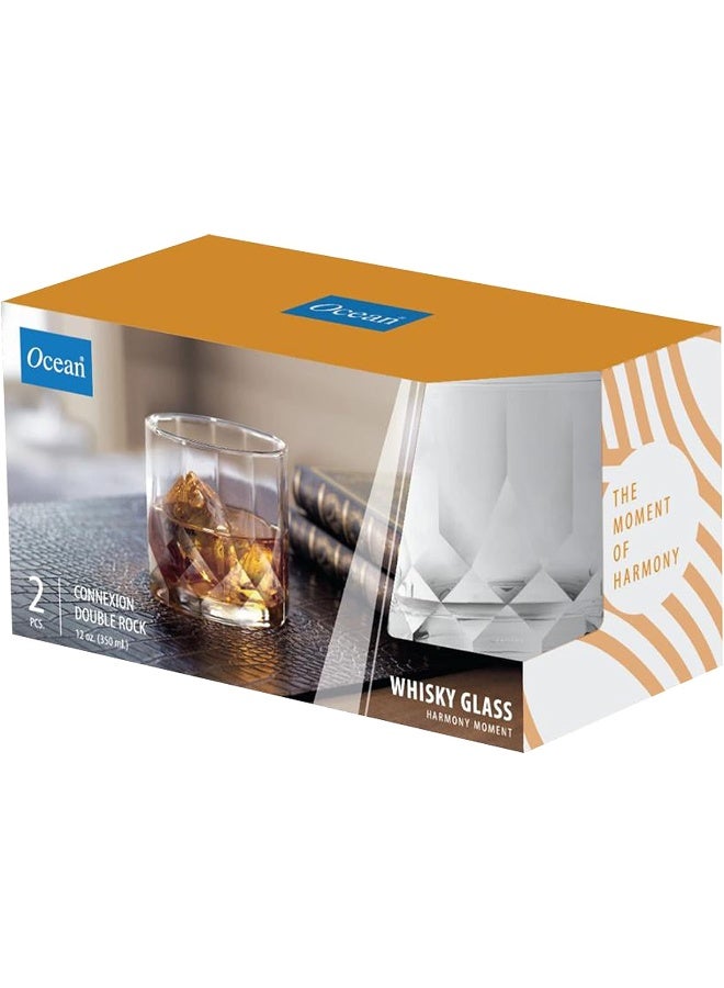 Ocean 2 Piece Connexion Double Rock Glass, Whisky Glass, 350ml Capacity - Clear - Image 3